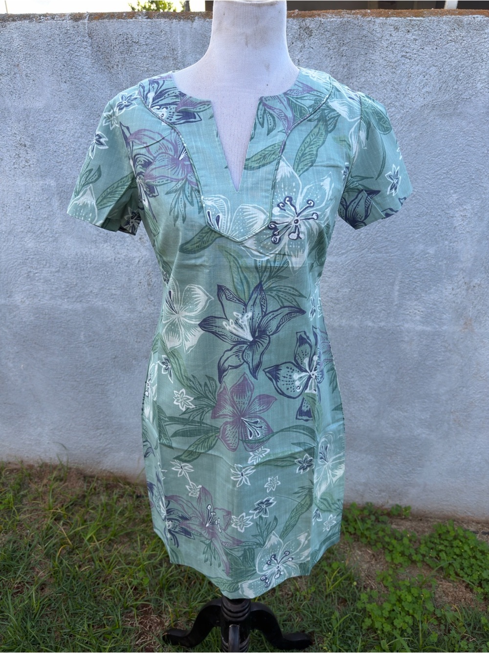 New Reyn Spooner Stargazer Short Dress Green Hawaiian Print Women's 6